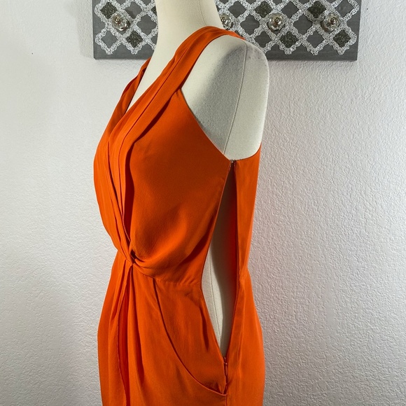 Greylin Silk Dress MAGGIE Faux Wrap Orange, Size S - Picture 9 of 12